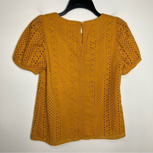 J. Crew eyelet puffed sleeve blouse golden yellow‎ size XS - Picture 10 of 10